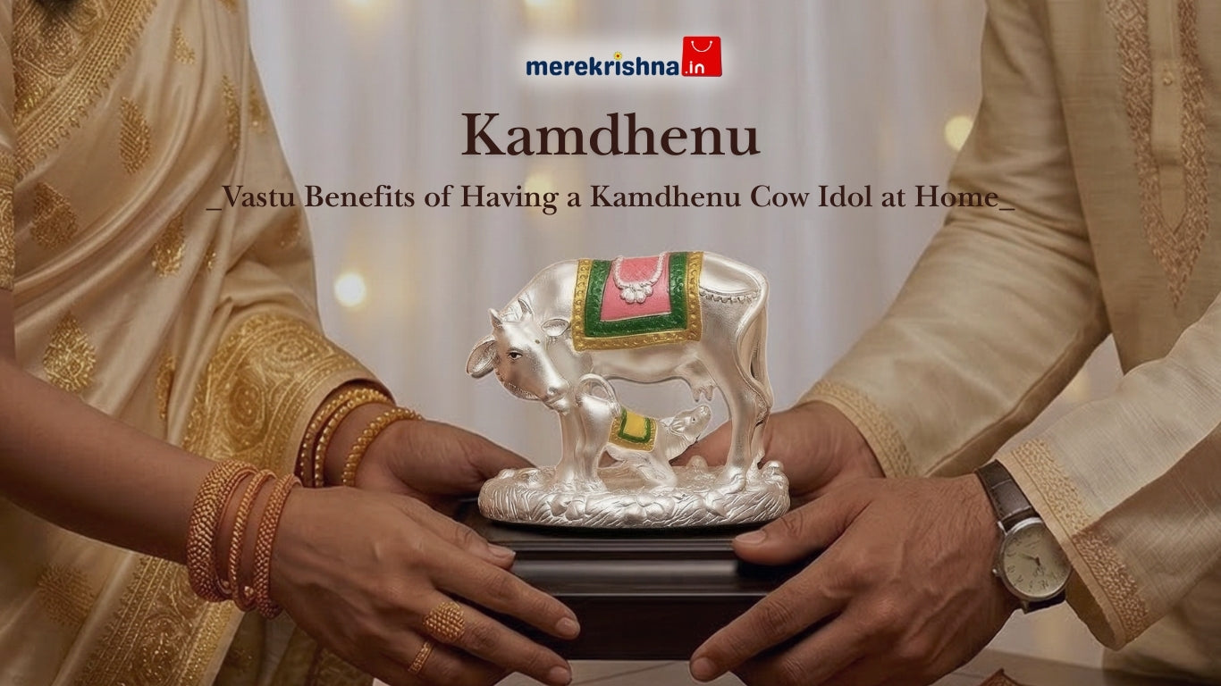 Handcrafted Kamdhenu cow idol for Vastu benefits and prosperity at home - merekrishna