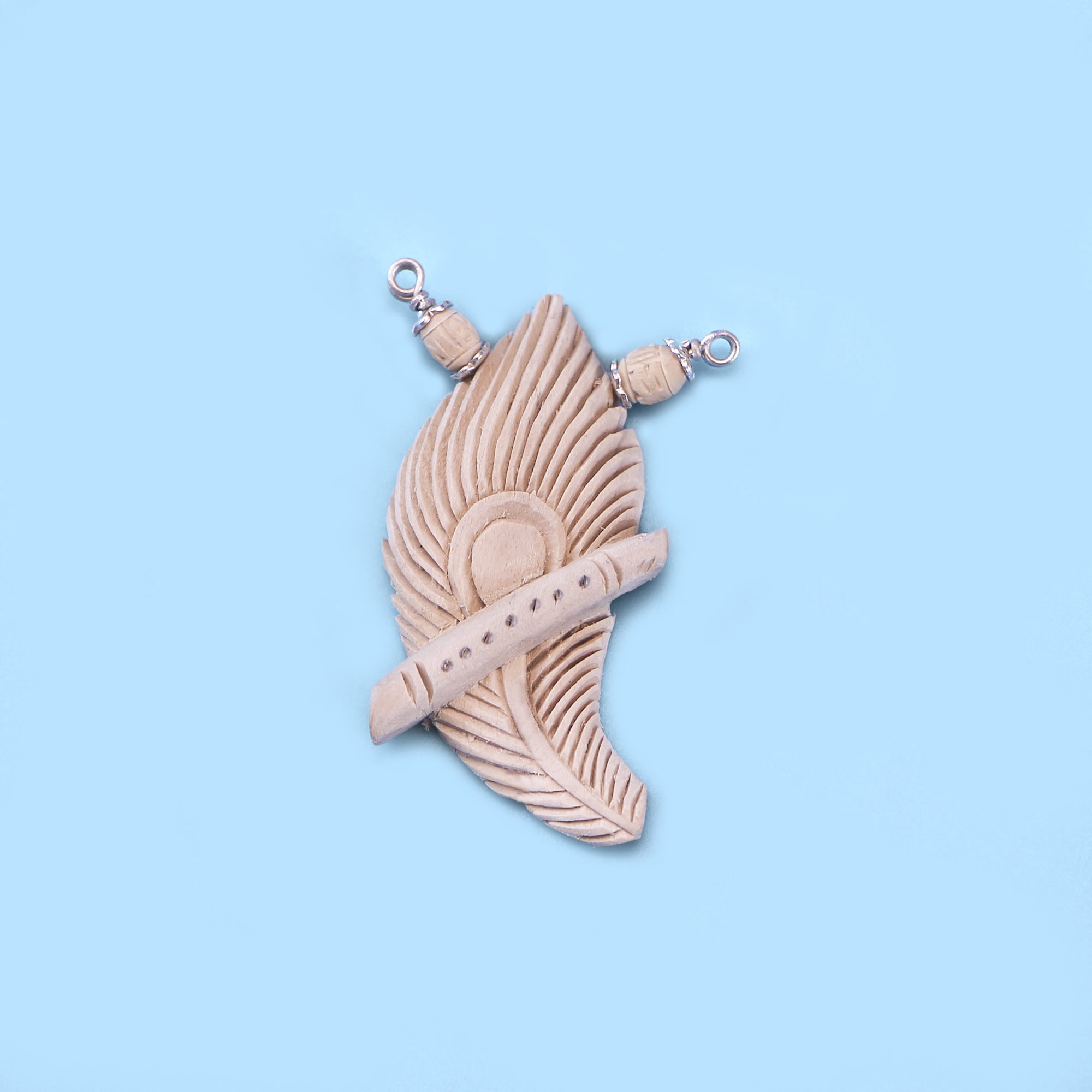 Silver Tulsi Pendant - Morepankh with Krishna Flute Locket