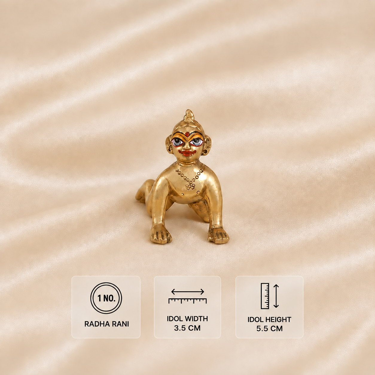 Dimenisons of ashtadhatu Idol of Radha Rani