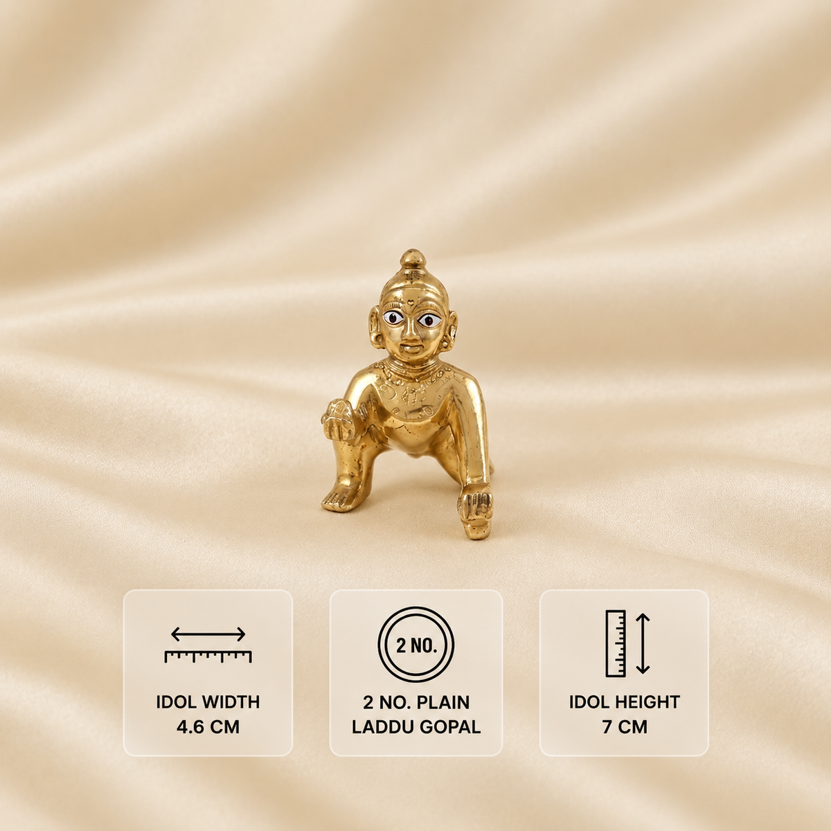 2 No. plain Laddu Gopal idol measuring 7 cm high and 4.6 cm wide.