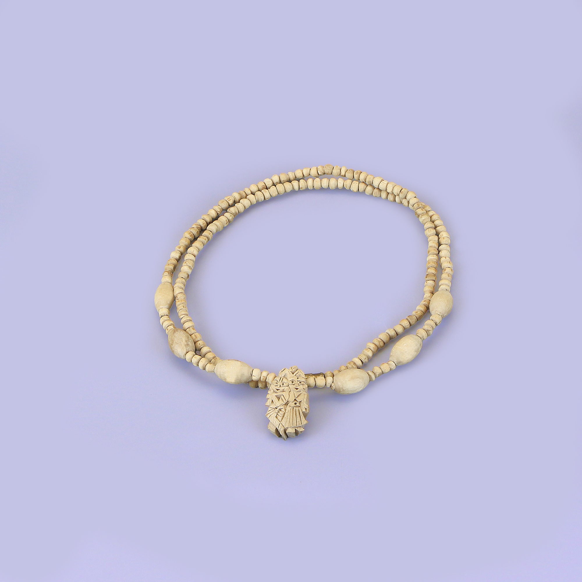 Tulsi Kanthi Mala – Hand-Carved Beads with Radha Krishna Pendant, Vrindavan Tulsi Mala