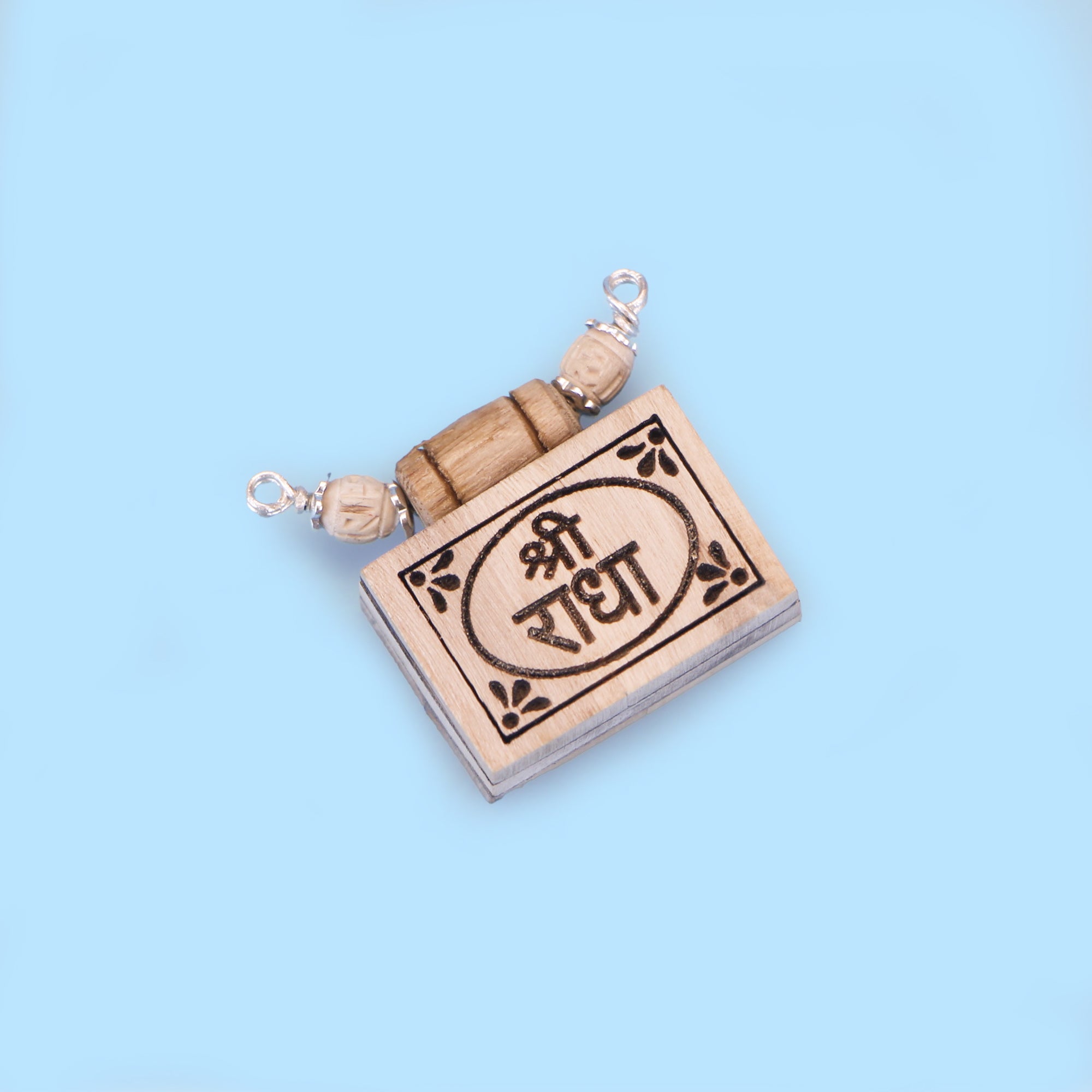 Silver Tulsi Shri Radha Name Pendant