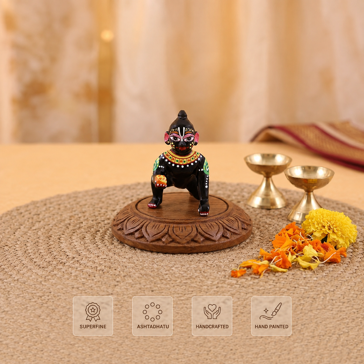 4 No. hand-painted Ashtadhatu Laddu Gopal idol with superfine handcrafted finish