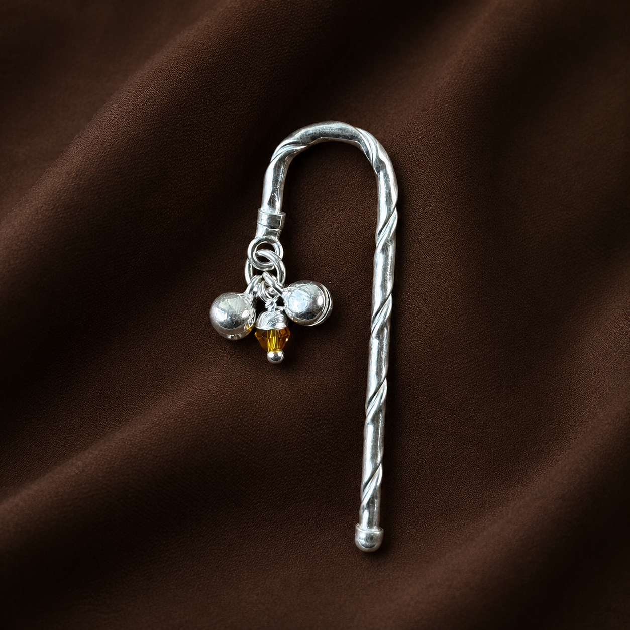 Pure Silver Deity Chhadi Artistic Work alternate product view on dark background