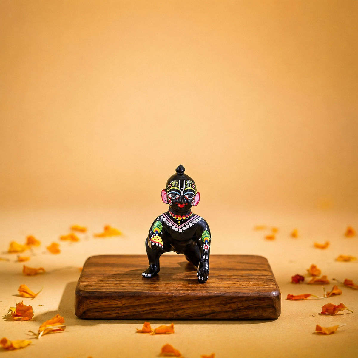 Side view of 5 No. Laddu Gopal idol featuring handcrafted details and colorful hand-painted 