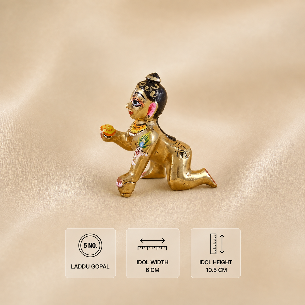 5 No Painted Laddu Gopal Idol 6 cm wide and 10.5 cm high