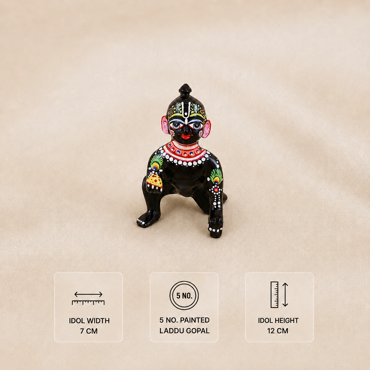 merre krishna original ashtadhatu hand painted laddu gopal idol black 