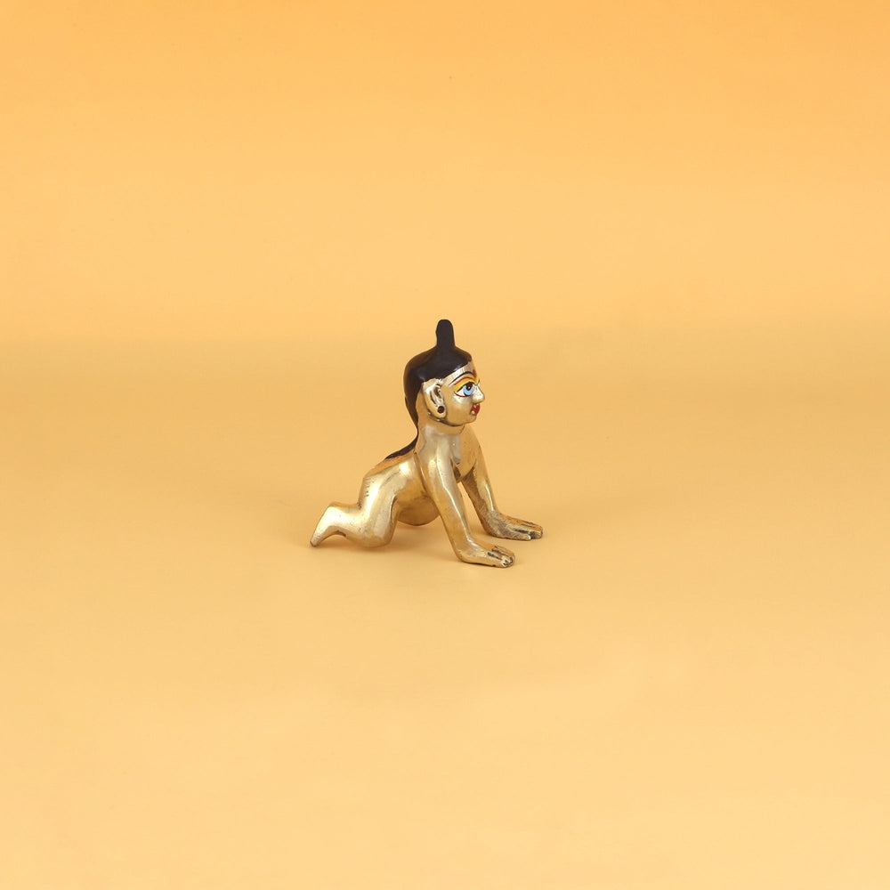 Radha Rani Ashtadhatu Idol - Golden Finish Beautiful Small Ladli Ji