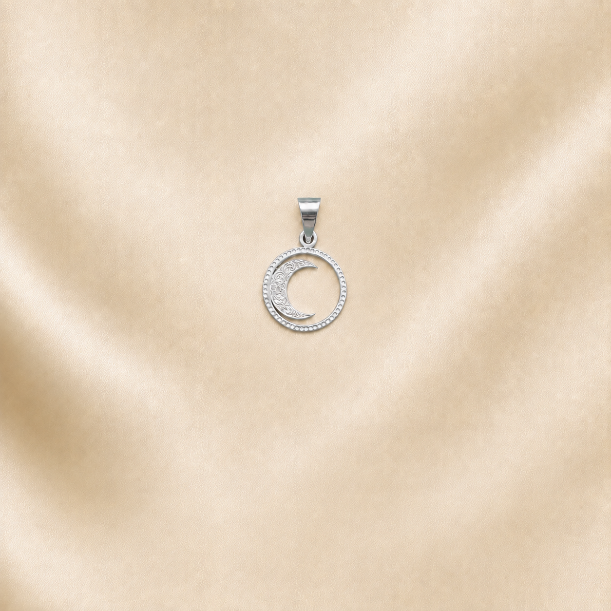 925 pure silver half moon crescent halo pendant locket for men and women