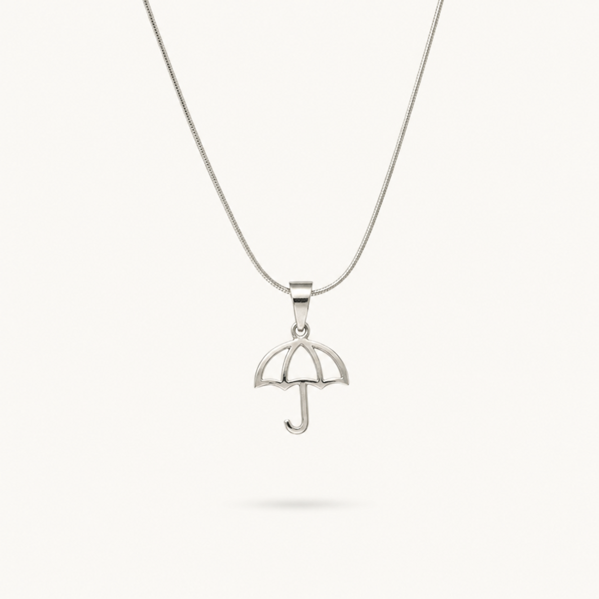 925 sterling silver aesthetic umbrella pendant for men and women displayed on fine silver chain