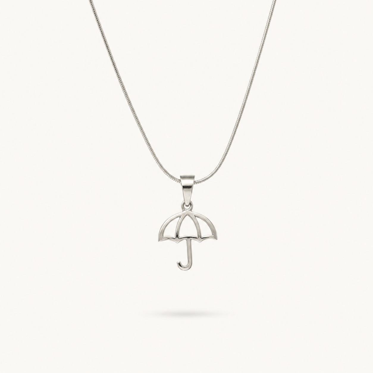 925 sterling silver aesthetic umbrella pendant for men and women displayed on fine silver chain