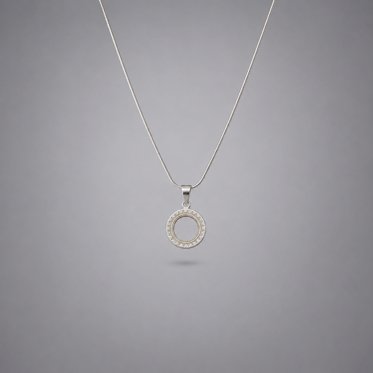 925 sterling silver timeless Chakra halo pendant for men and women displayed on fine silver chain