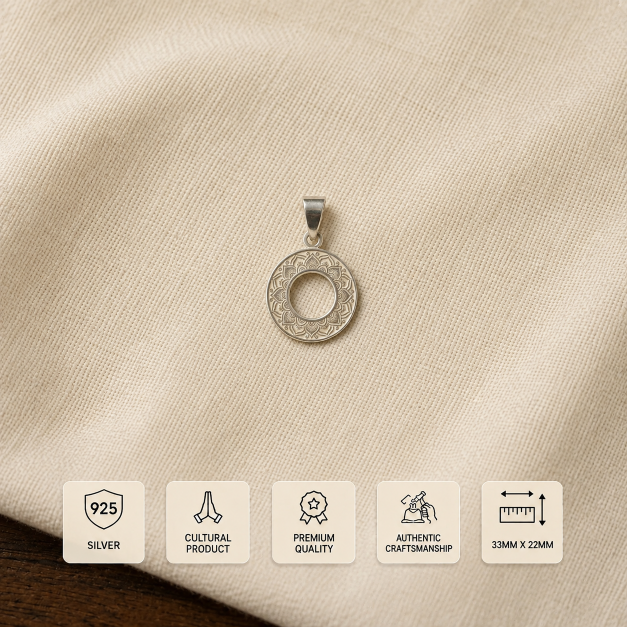 displaying features of 925 sterling silver two circle sky medallion pendant for men and women