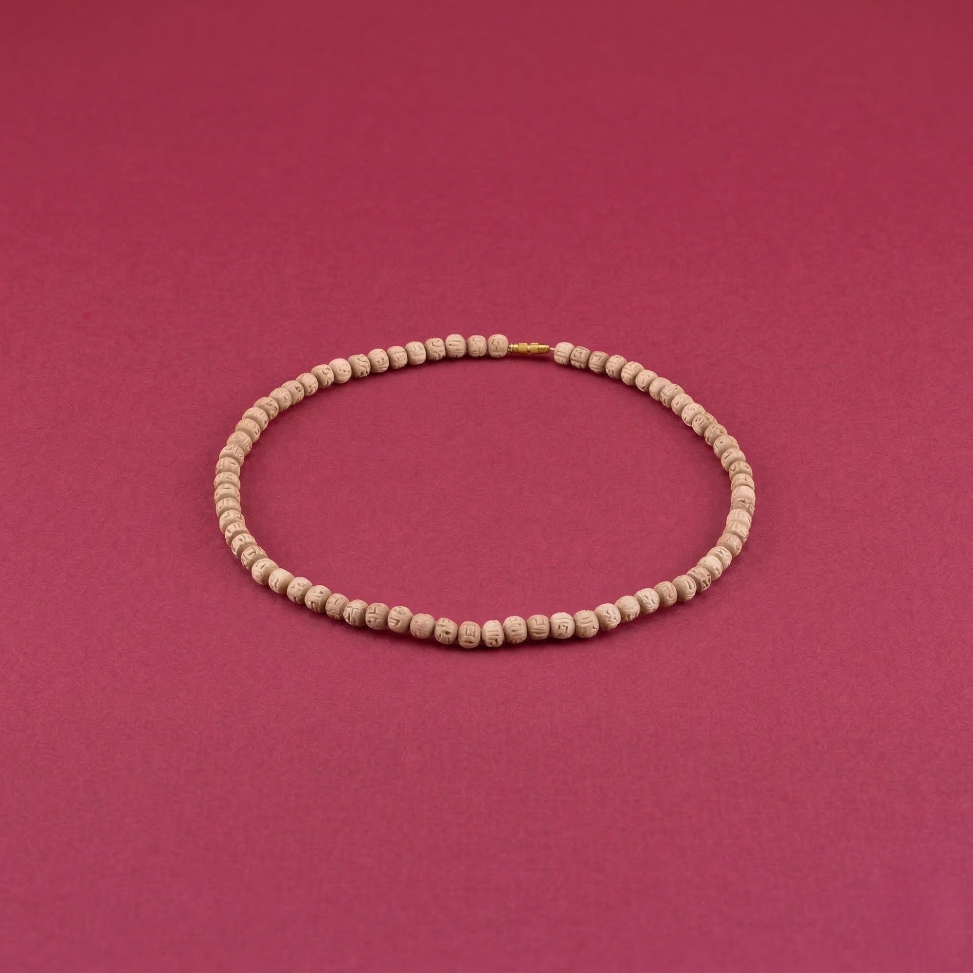 Tulsi Kanthi Mala - Carved Round Beads, Premium Quality with Natural Finish