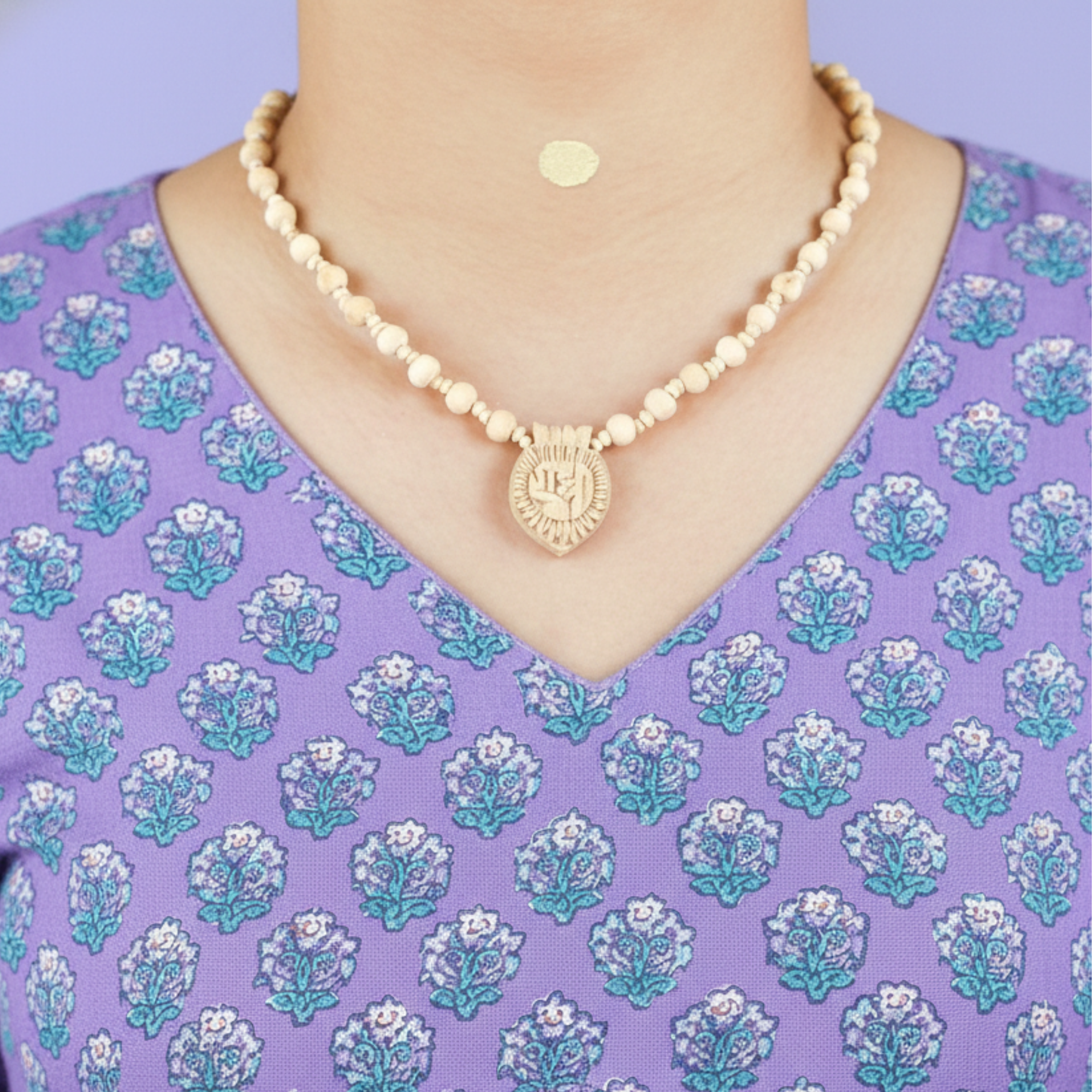 Original Radha Name Tulsi Kanthi Mala Pendant Profile View