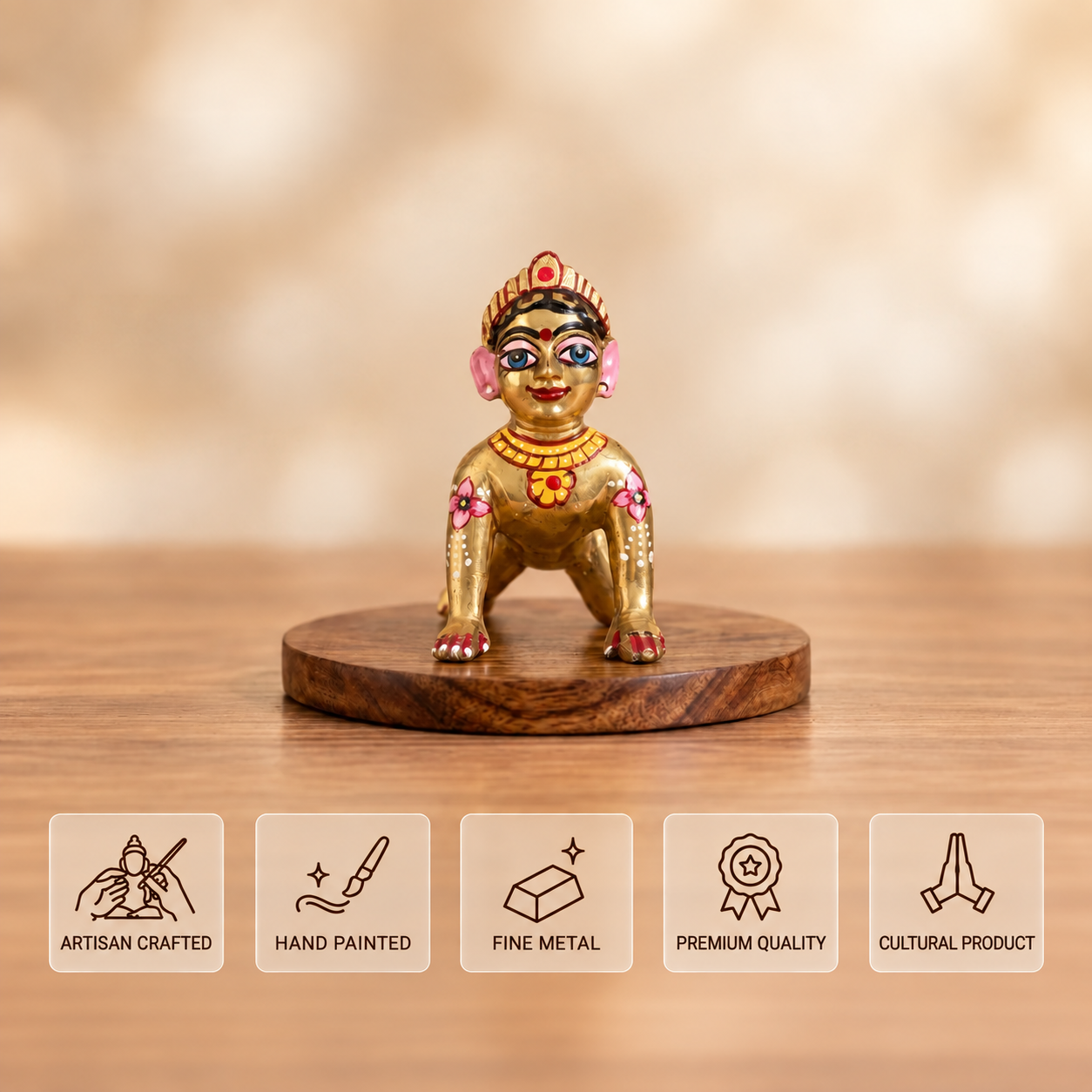 Multi color Radha Rani Idol features display picture