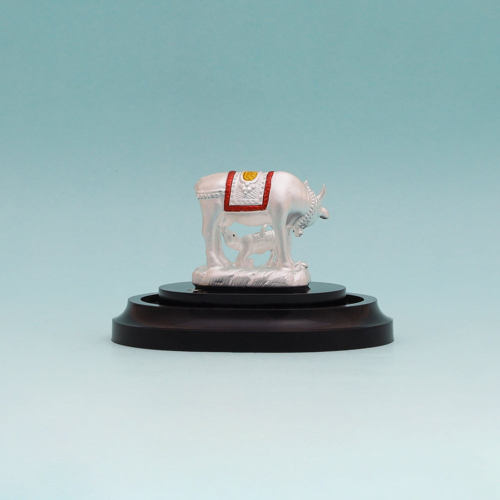 Pure Silver Kamdhenu Cow with Calf Vastu Idol