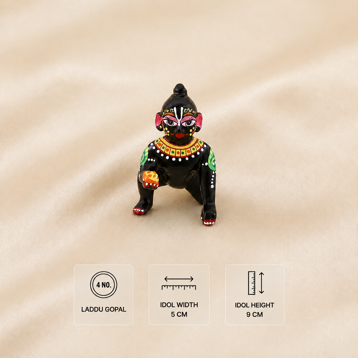 Ashtadhatu laddu gopal idol width and height measurement