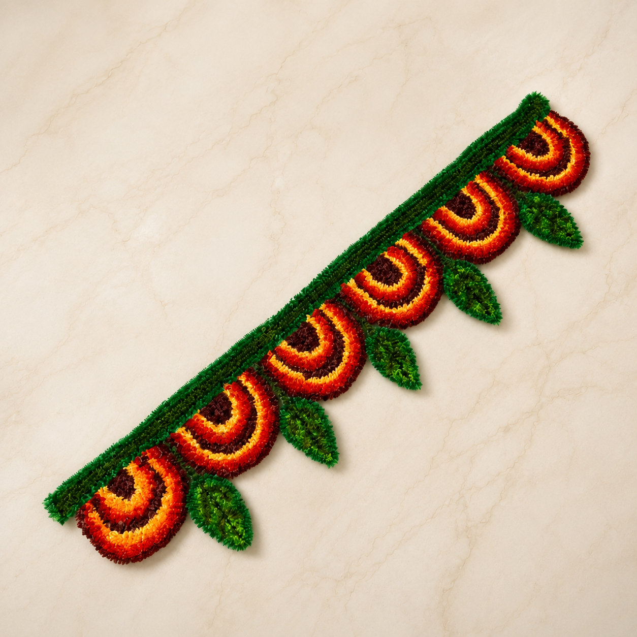 Handmade Reusable Woolen Rangoli Toran main product view on neutral background