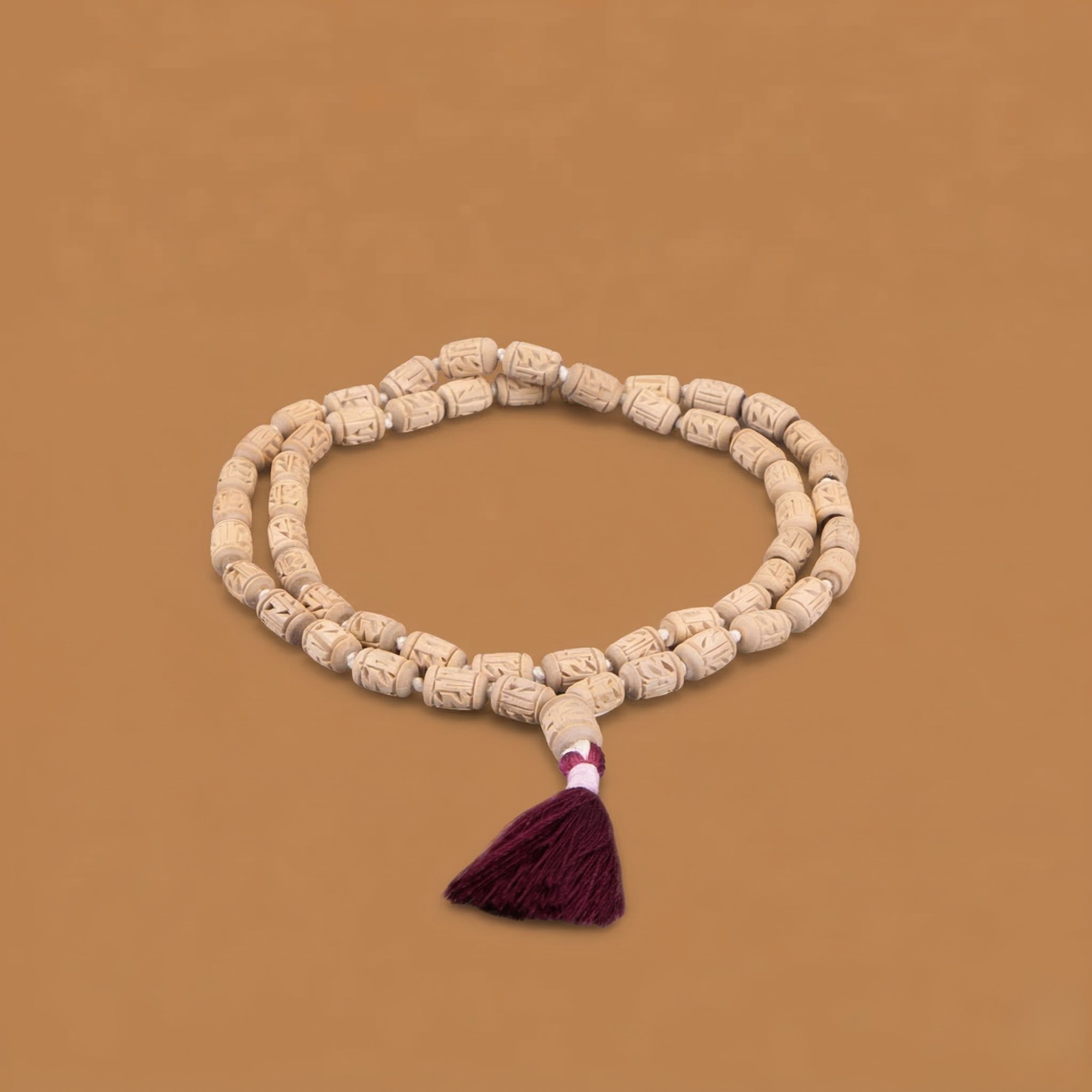 Certified Tulsi Japa Mala 54+1 Guru Bead - Hand Carved Tulsi Bead