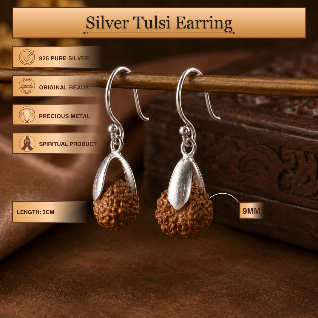 Rudraksha Silver Earrings