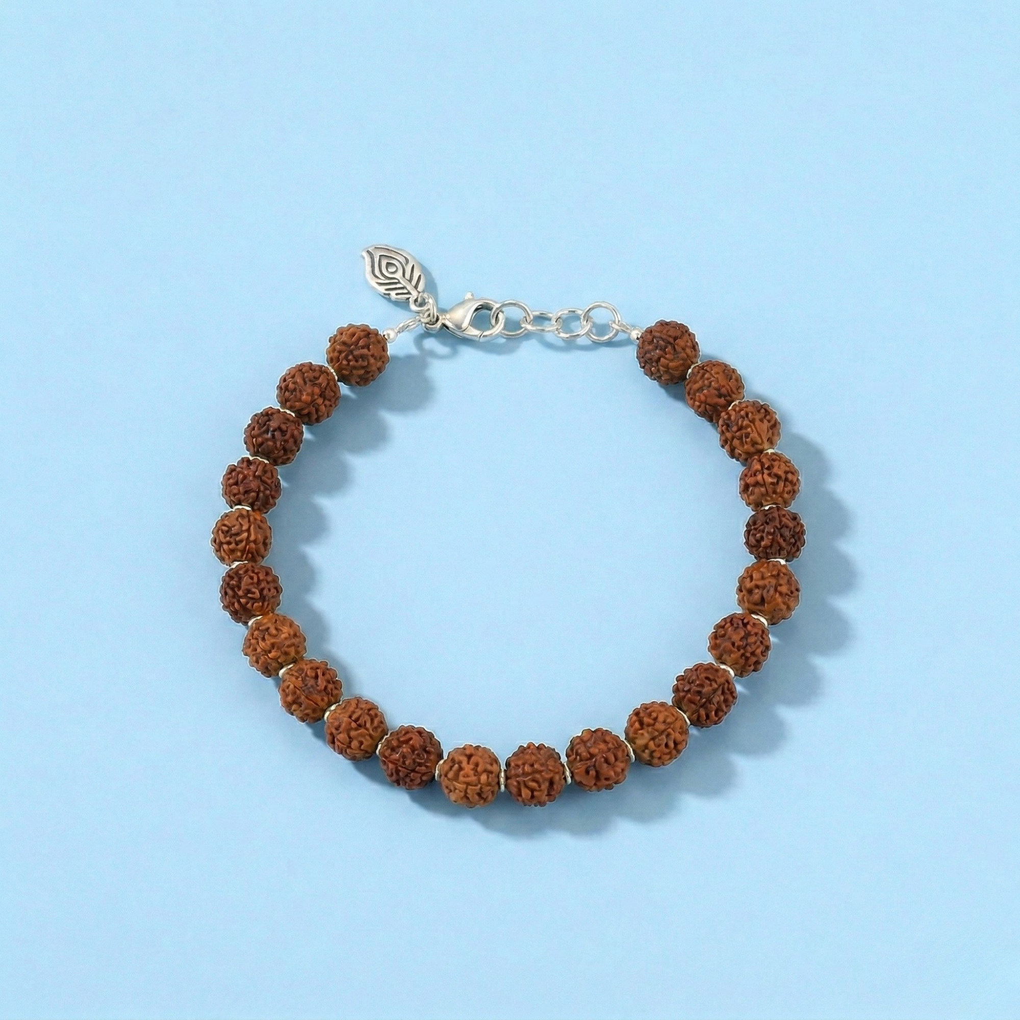 Handcrafted Rudraksha Bracelet – Pure Silver Hooked Design