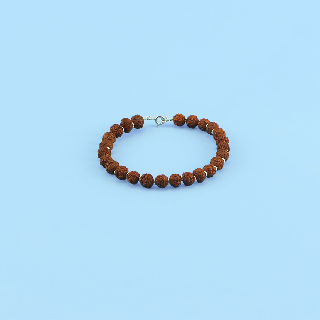 Handcrafted Rudraksha Bracelet – Pure Silver Hooked Design