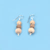 Silver Tulsi Earrings - Round and Carved Tulsi Beads with Silver
