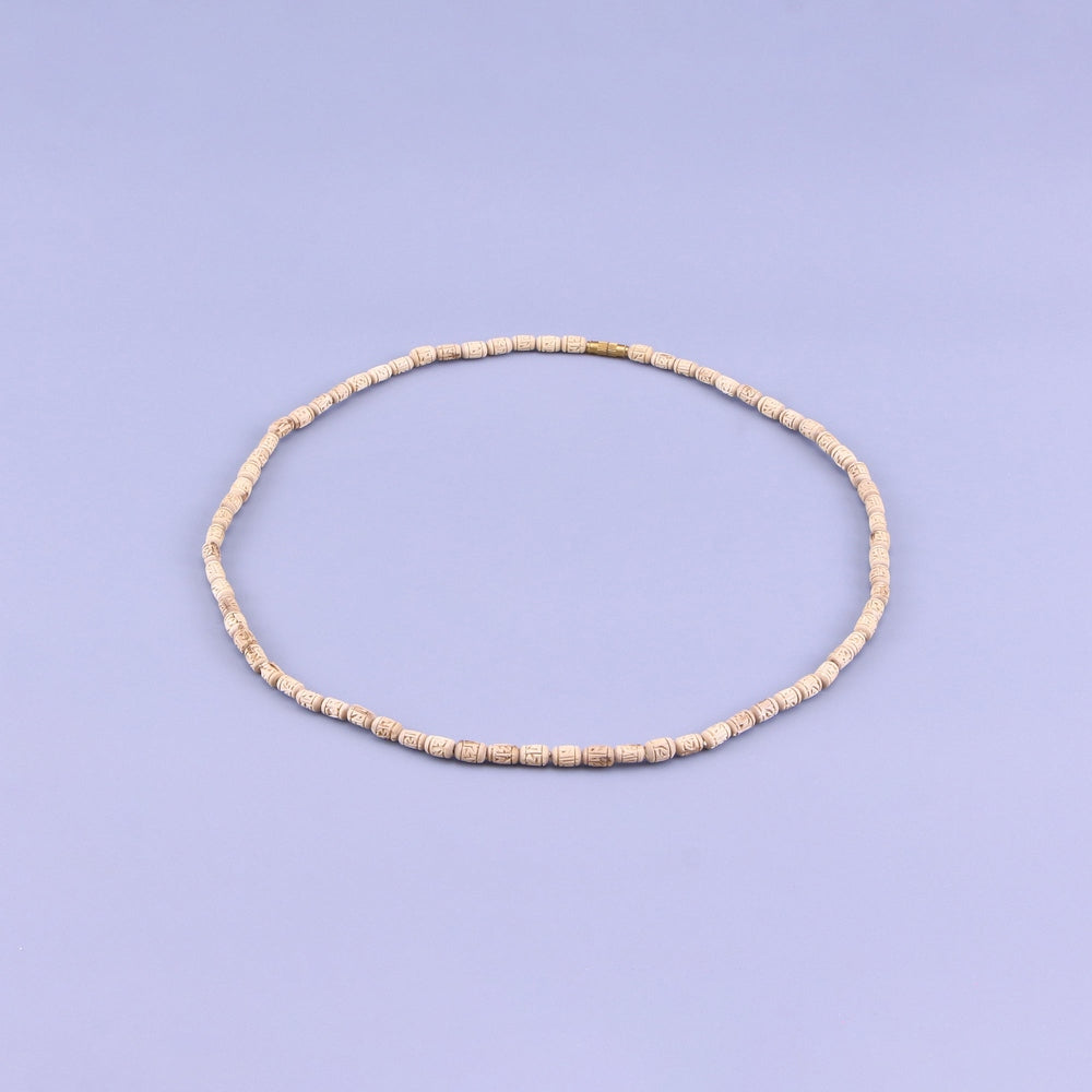 Tulsi Kanthi Mala - Radha Name Carved Cylindrical Beads, Vrindavan Dham