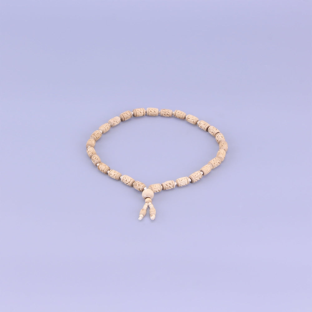 Handcrafted Tulsi Japa Mala 27+1 Guru Bead - Carved Bead, Vrindavan