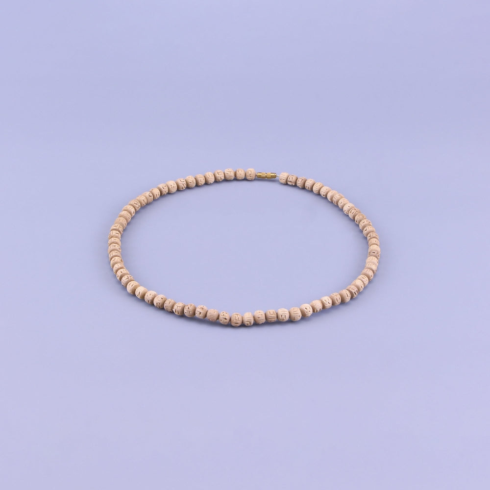 Tulsi Kanthi Mala - Carved Round Beads, Premium Quality with Natural Finish