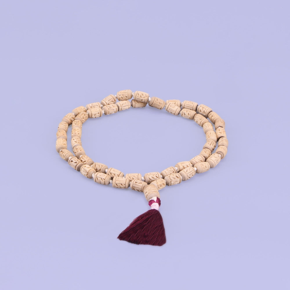Certified Tulsi Japa Mala 54+1 Guru Bead - Hand Carved Tulsi Bead