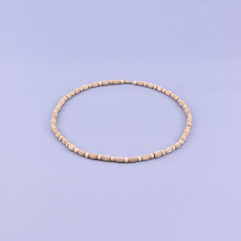 Tulsi Kanthi Mala - Radha Name Carved Tulsi Beads, Natural Tulsi Neckwear