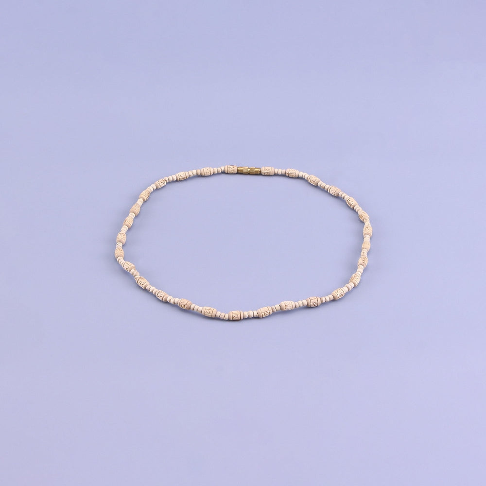 Handcrafted Tulsi Kanthi Mala - Carved Beads, Mathura