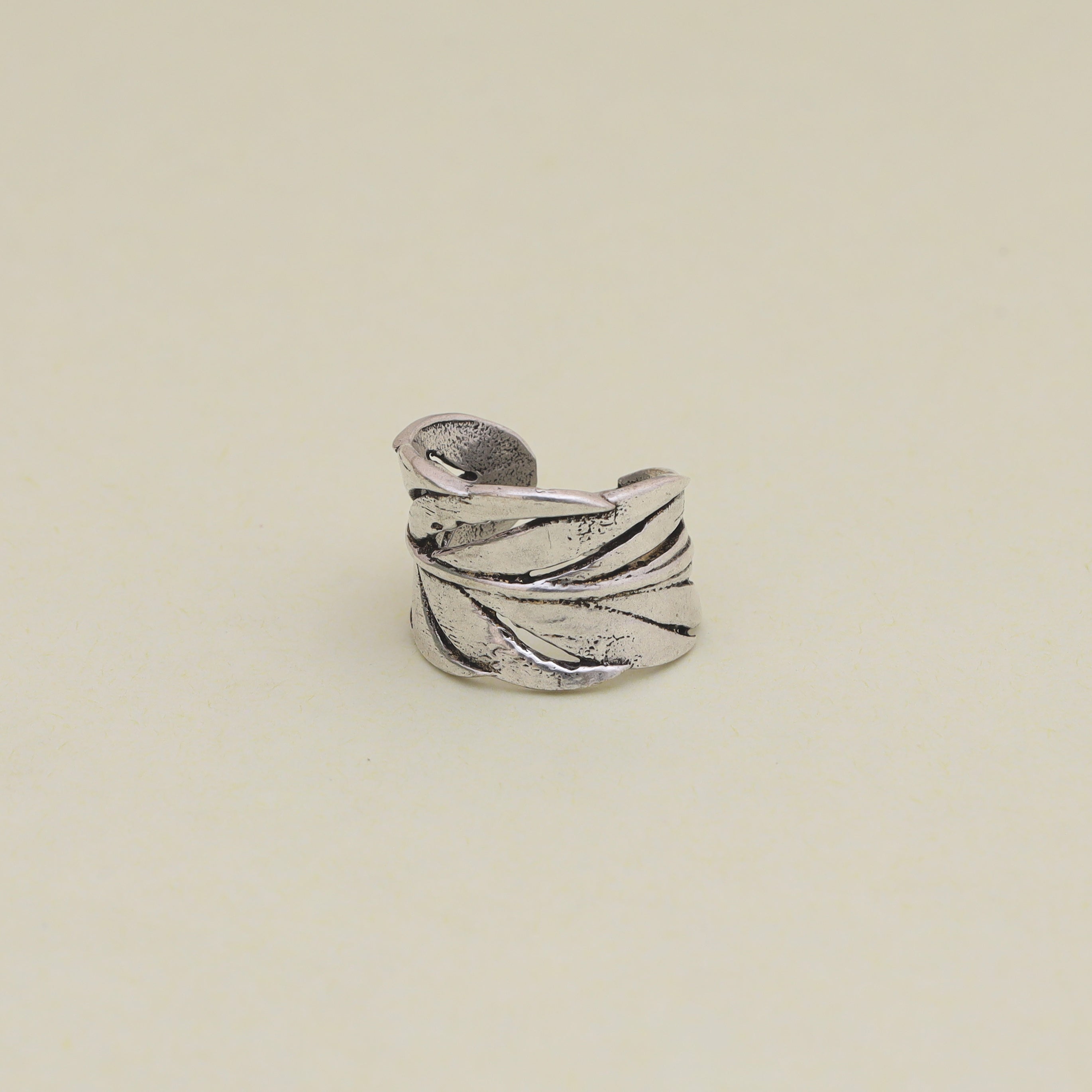 Leaf Design Ring, Handmade, Oxidized Metal, Intricate Design