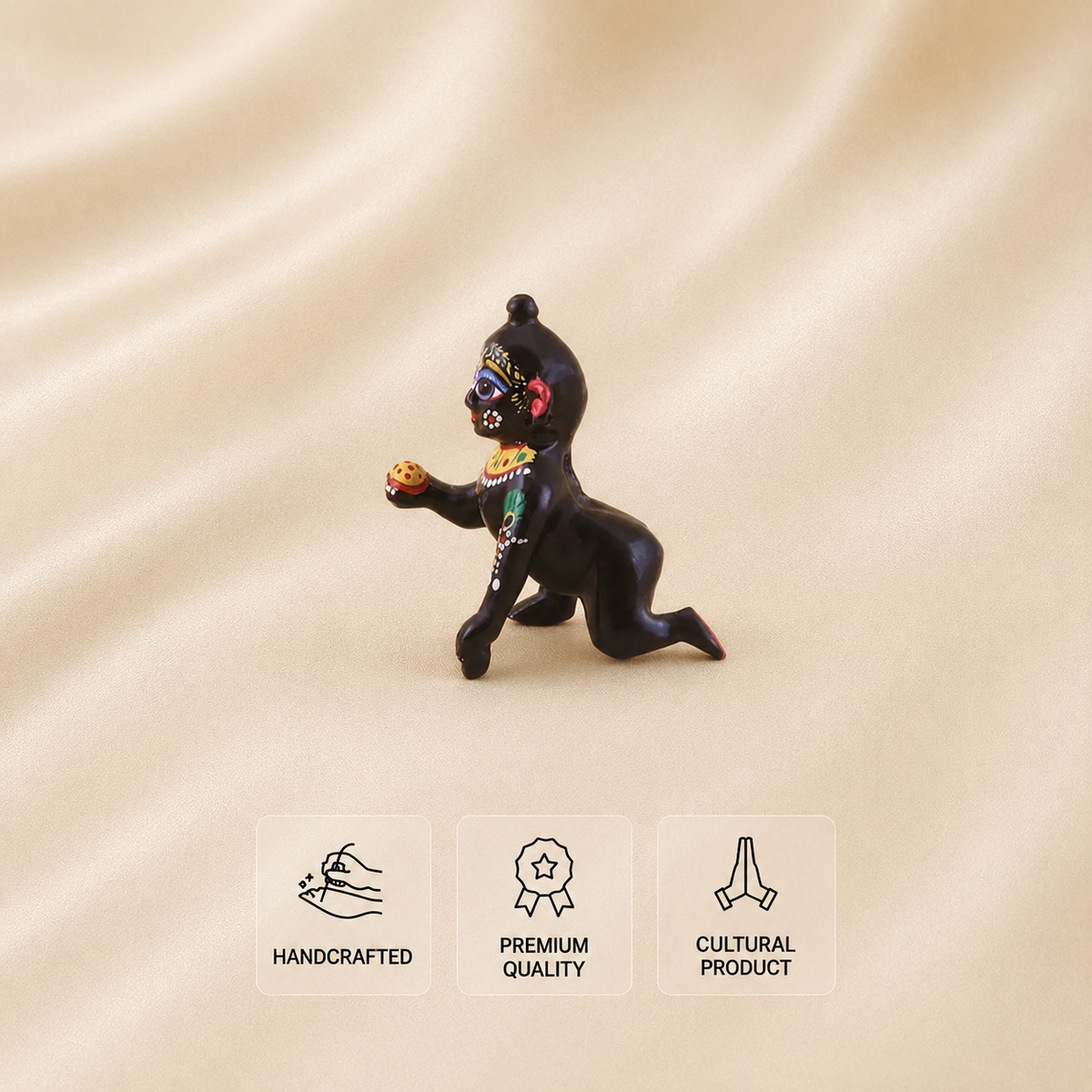 Hand-Painted Black Crawling Laddu Gopal Idol