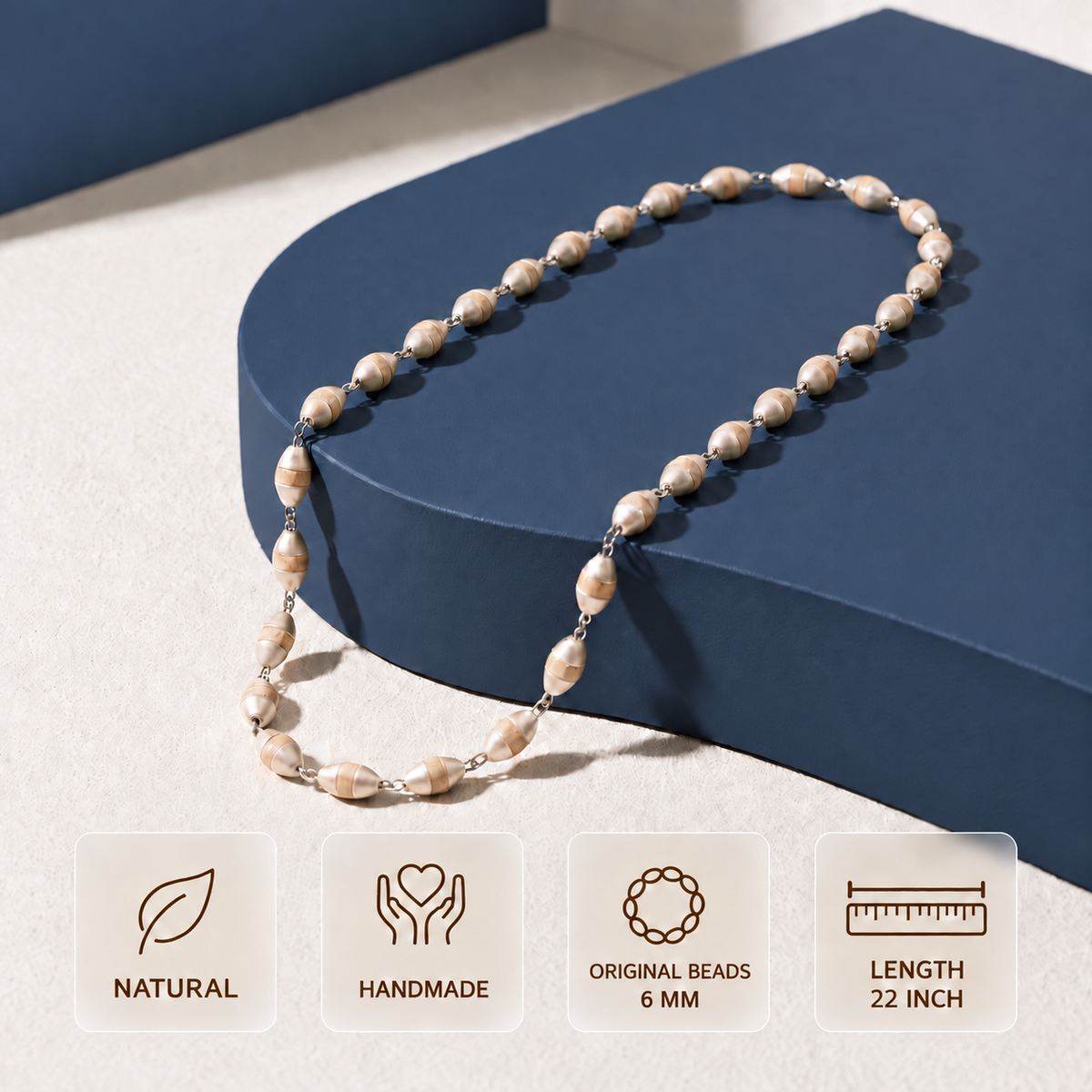 Handcrafted pure silver Tulsi bead mala 