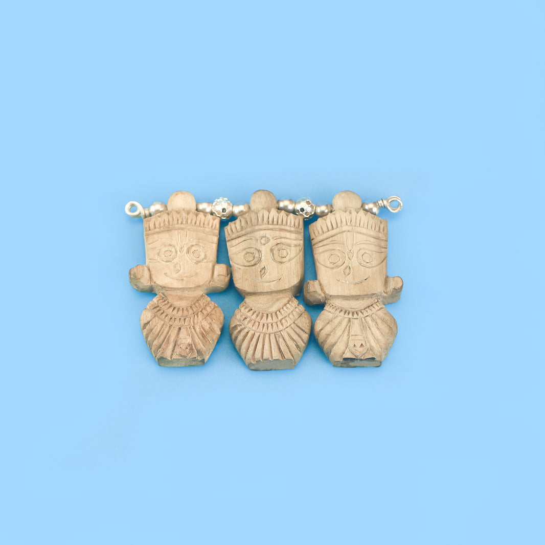 Silver Tulsi Jagannath, Balbhadra and Subhadra Pendant