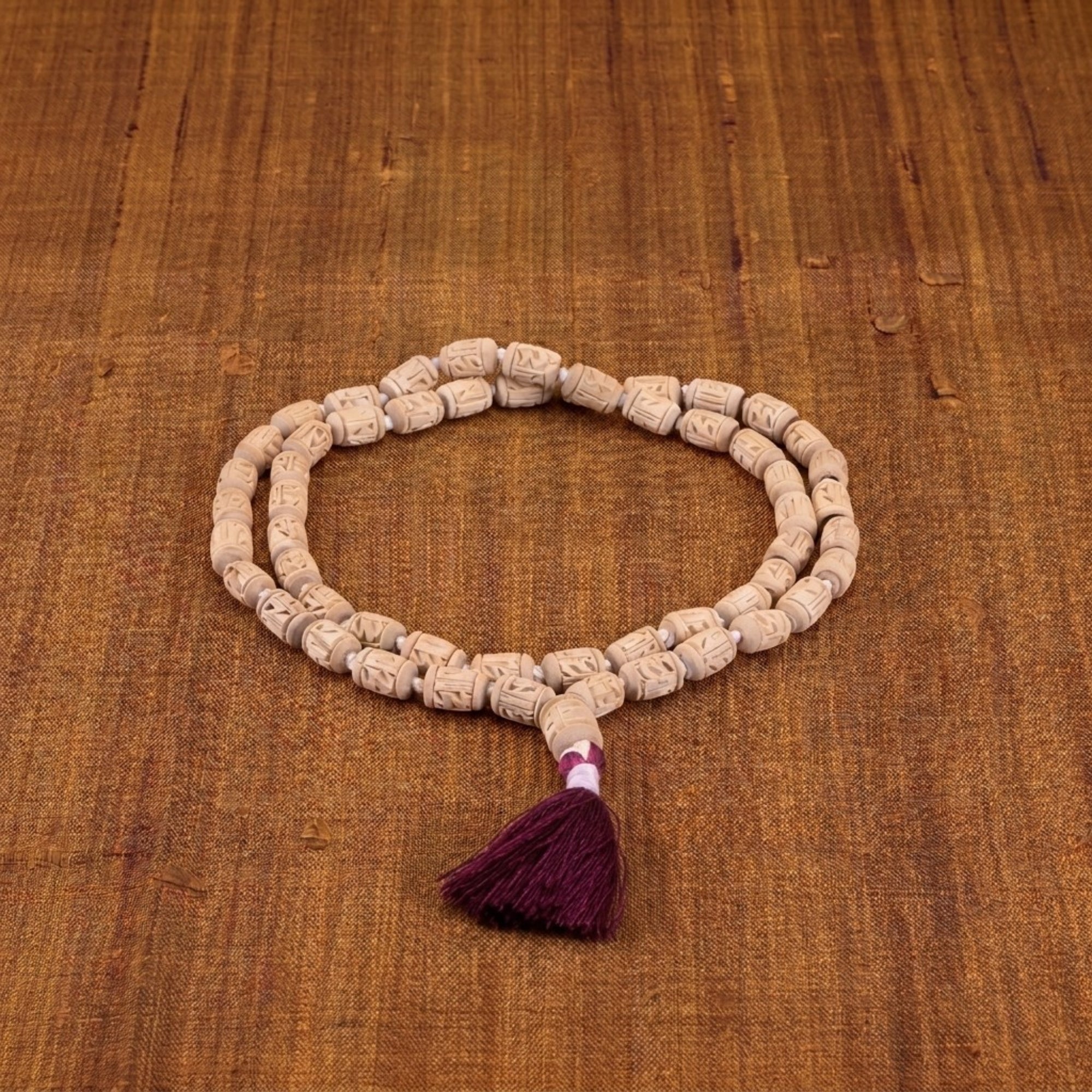 Certified Tulsi Japa Mala 54+1 Guru Bead - Hand Carved Tulsi Bead