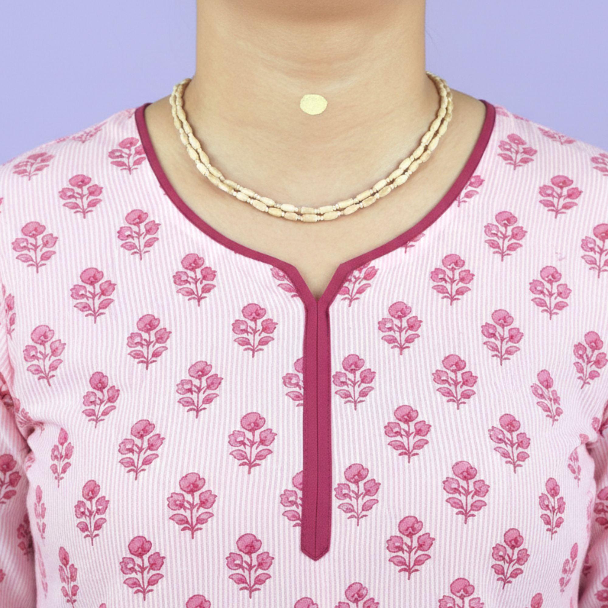 2 Round Tulsi Kanthi Mala front view
