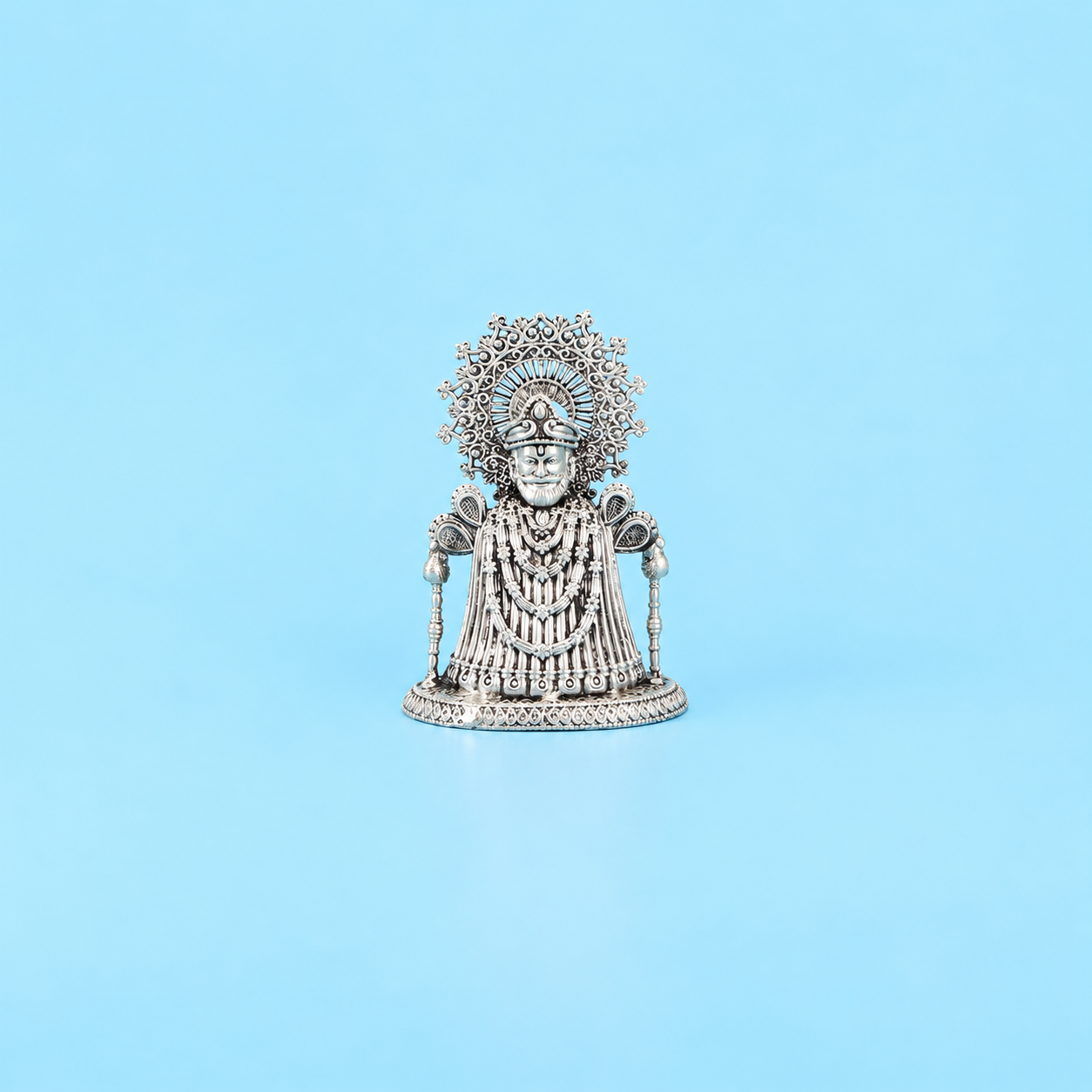 Khatu Shyam Ji Baba silver idol with intricate crown