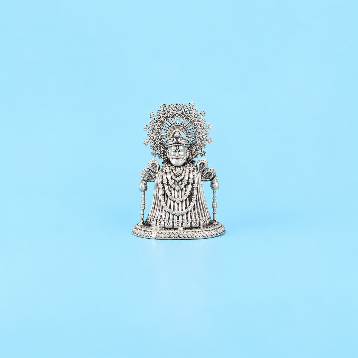 Khatu Shyam Ji Baba silver idol with intricate crown