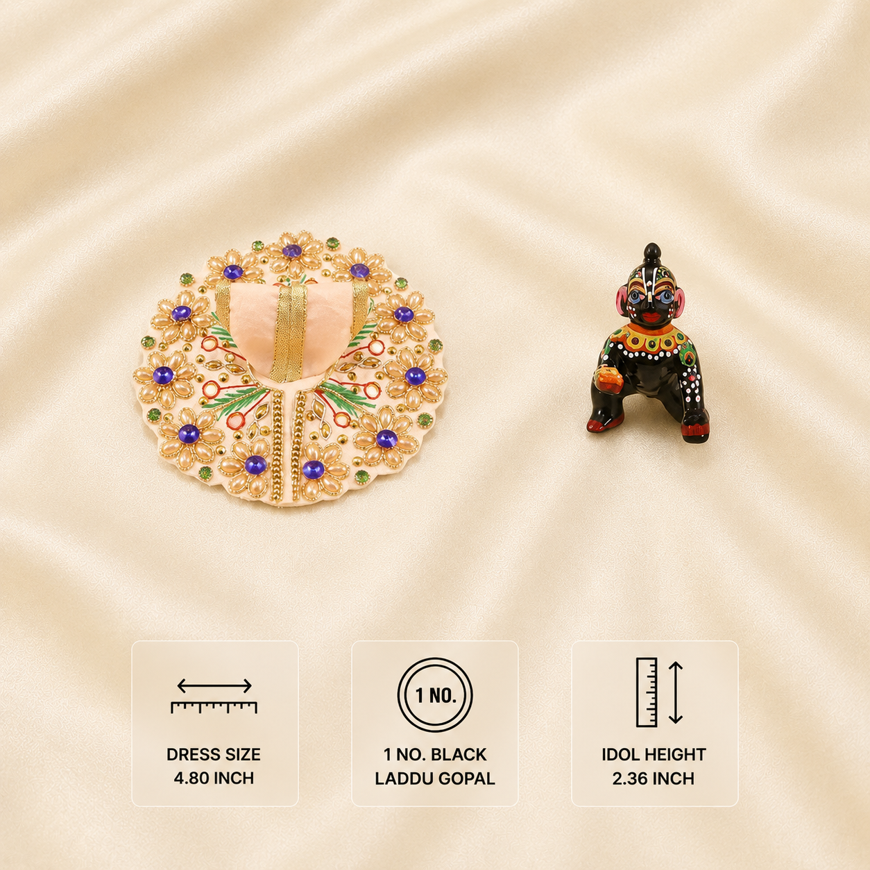 1 No. size reference display for the cream Laddu Gopal poshak
