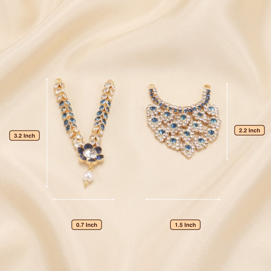 Laddu Gopal Blue Stone Studded Mala and Necklace Set