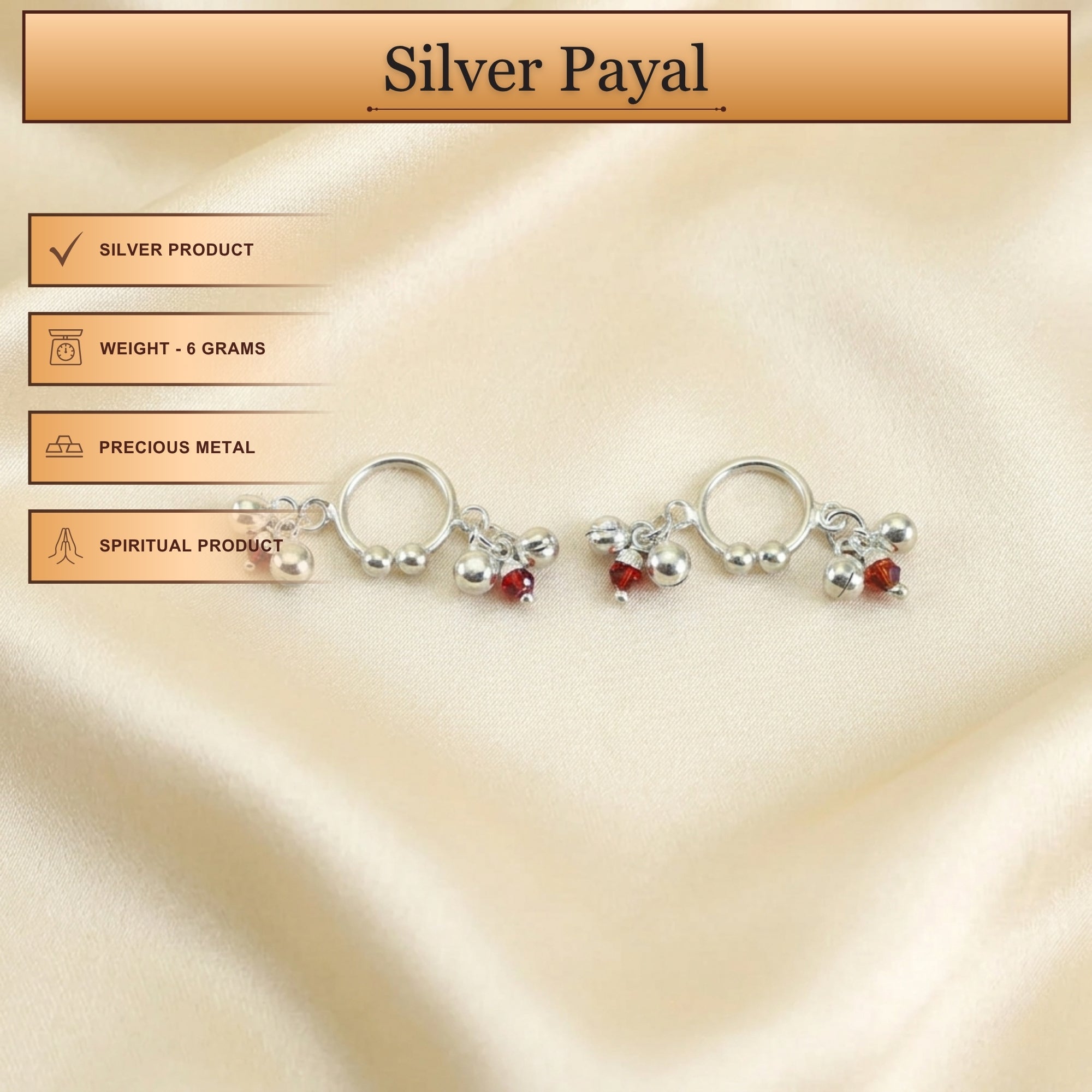 Pure Silver Ghungru Kada Payal for Laddu Gopal