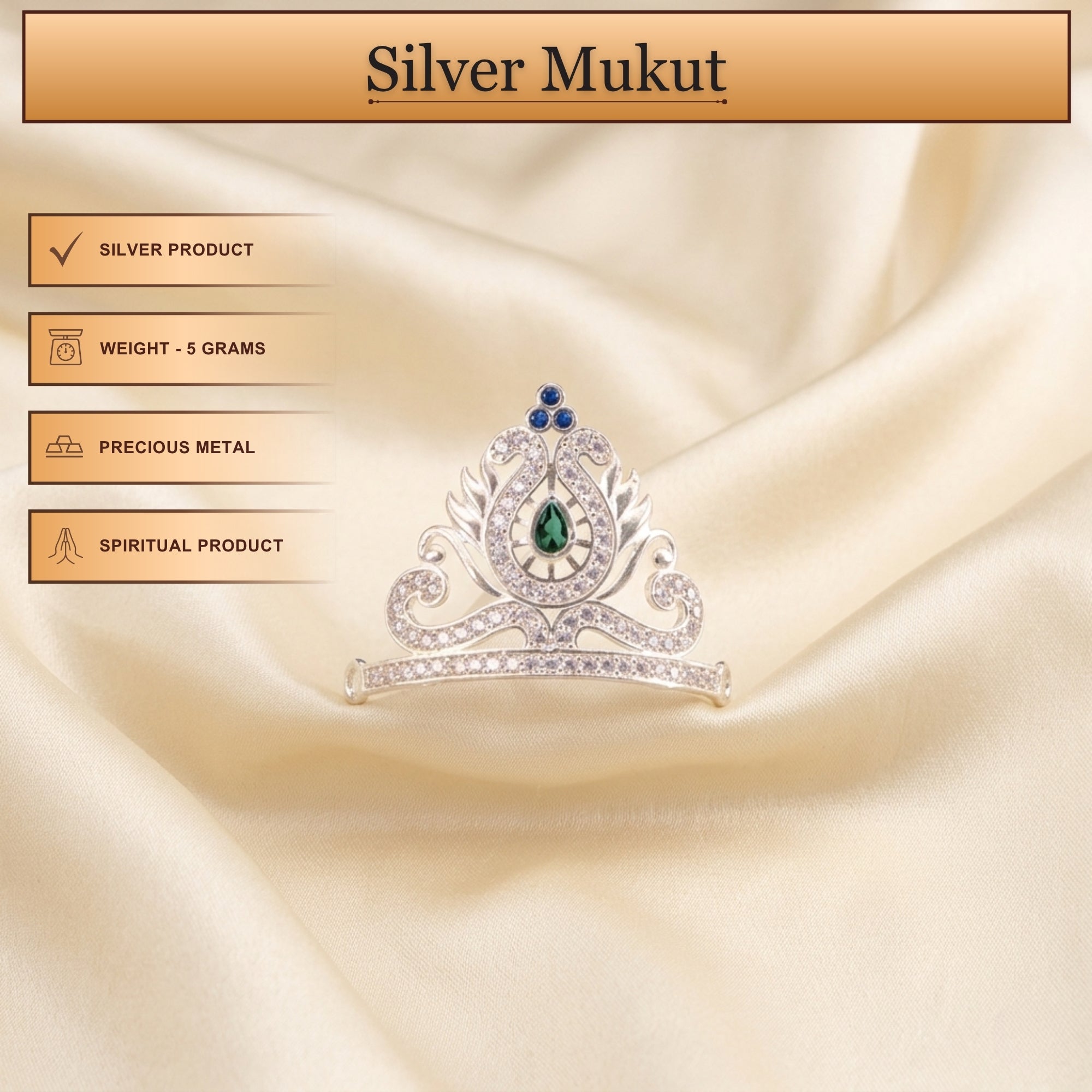 Pure Silver Mukut for Laddu Gopal – handcrafted Beautiful Diety Crown