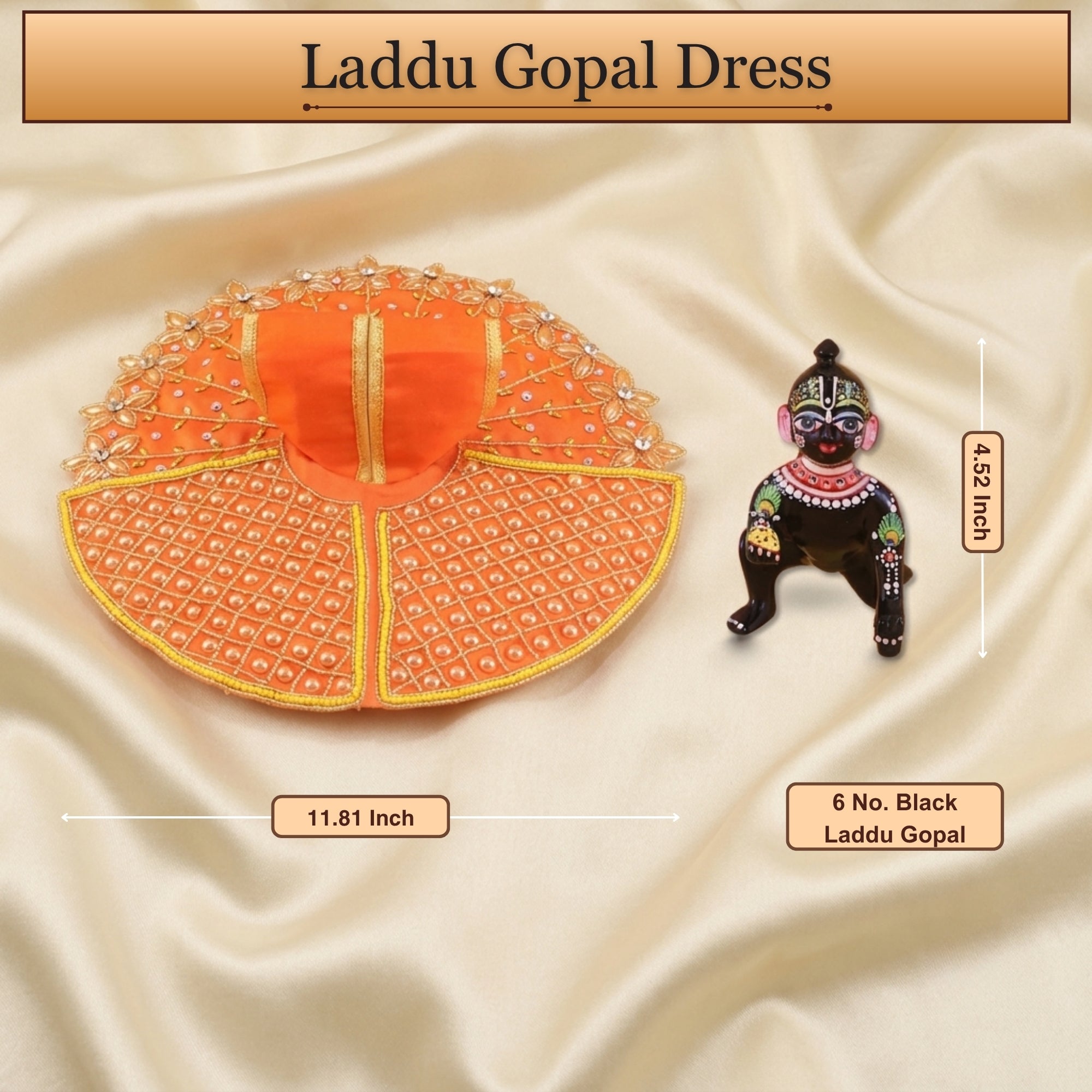 Laddu gopal light orange poshak 6 No