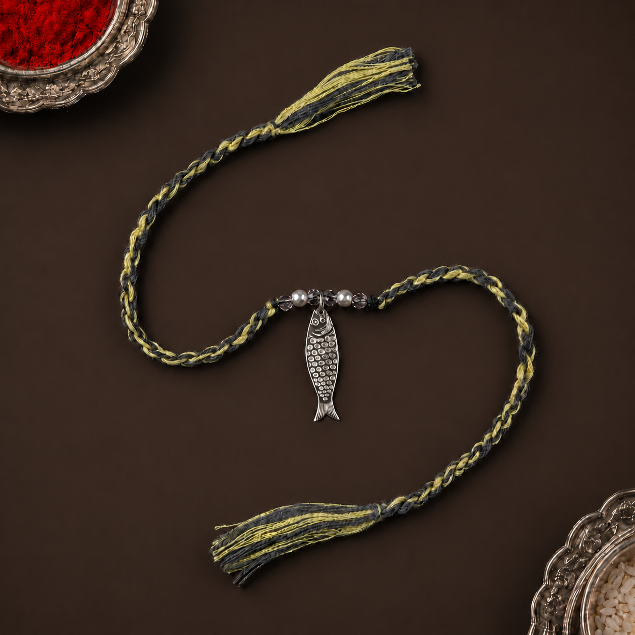 Silver Matsya Rakhi Alternate View