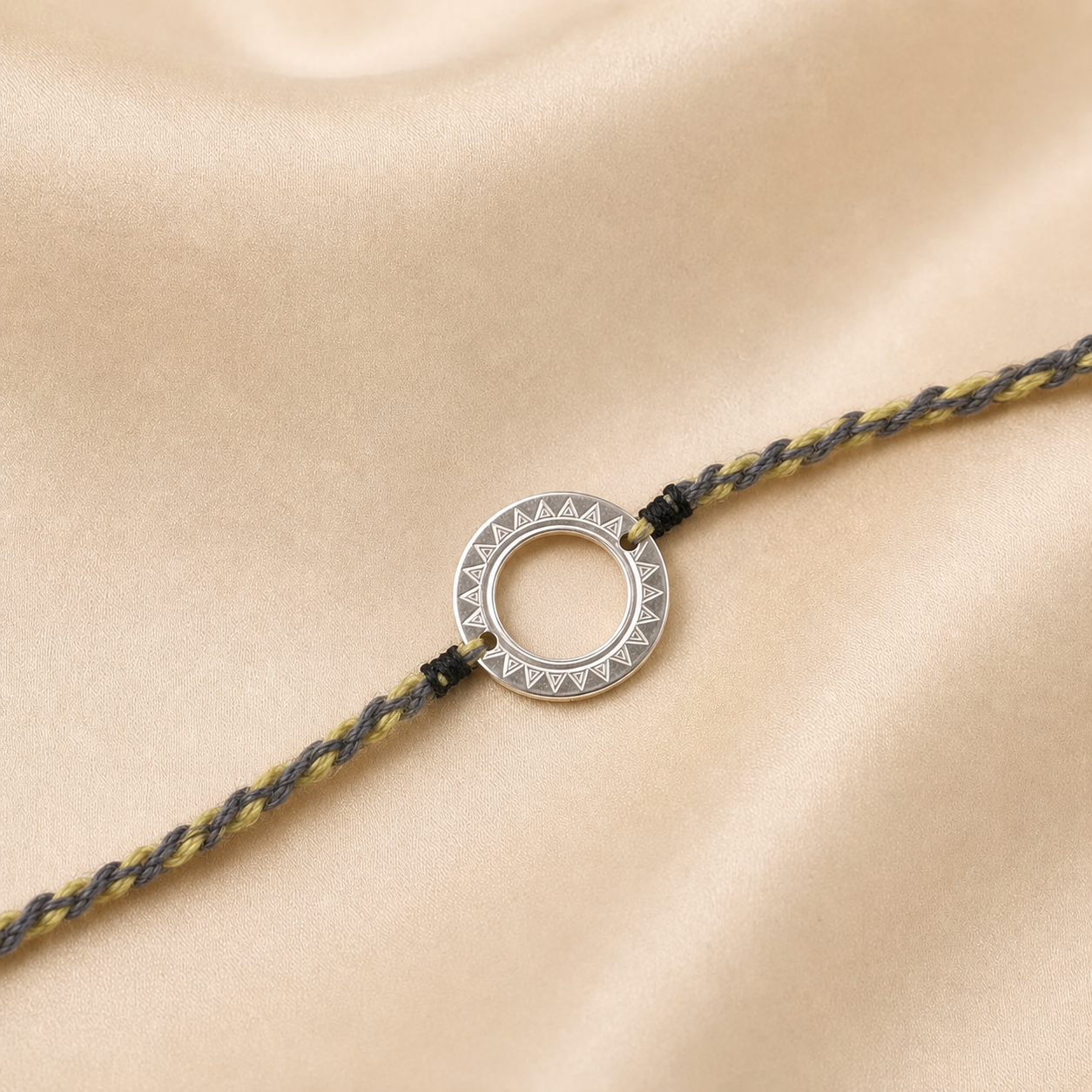 Original Silver Round Rakhi close-up view