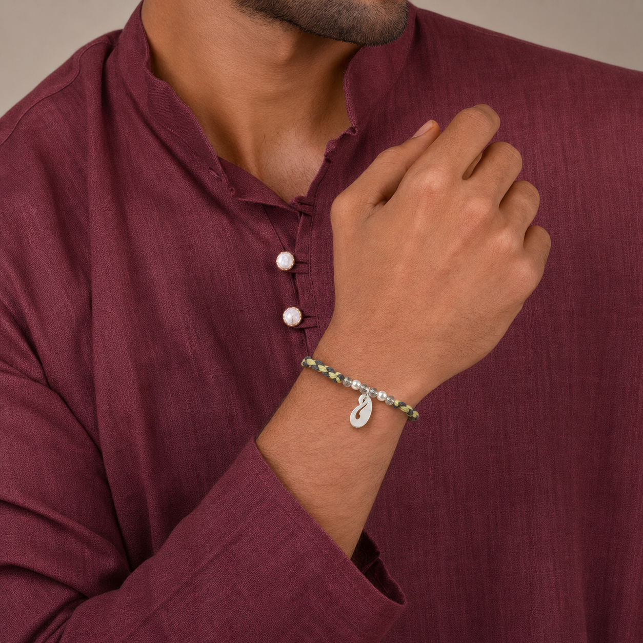 Pure Silver Rakhi profile view